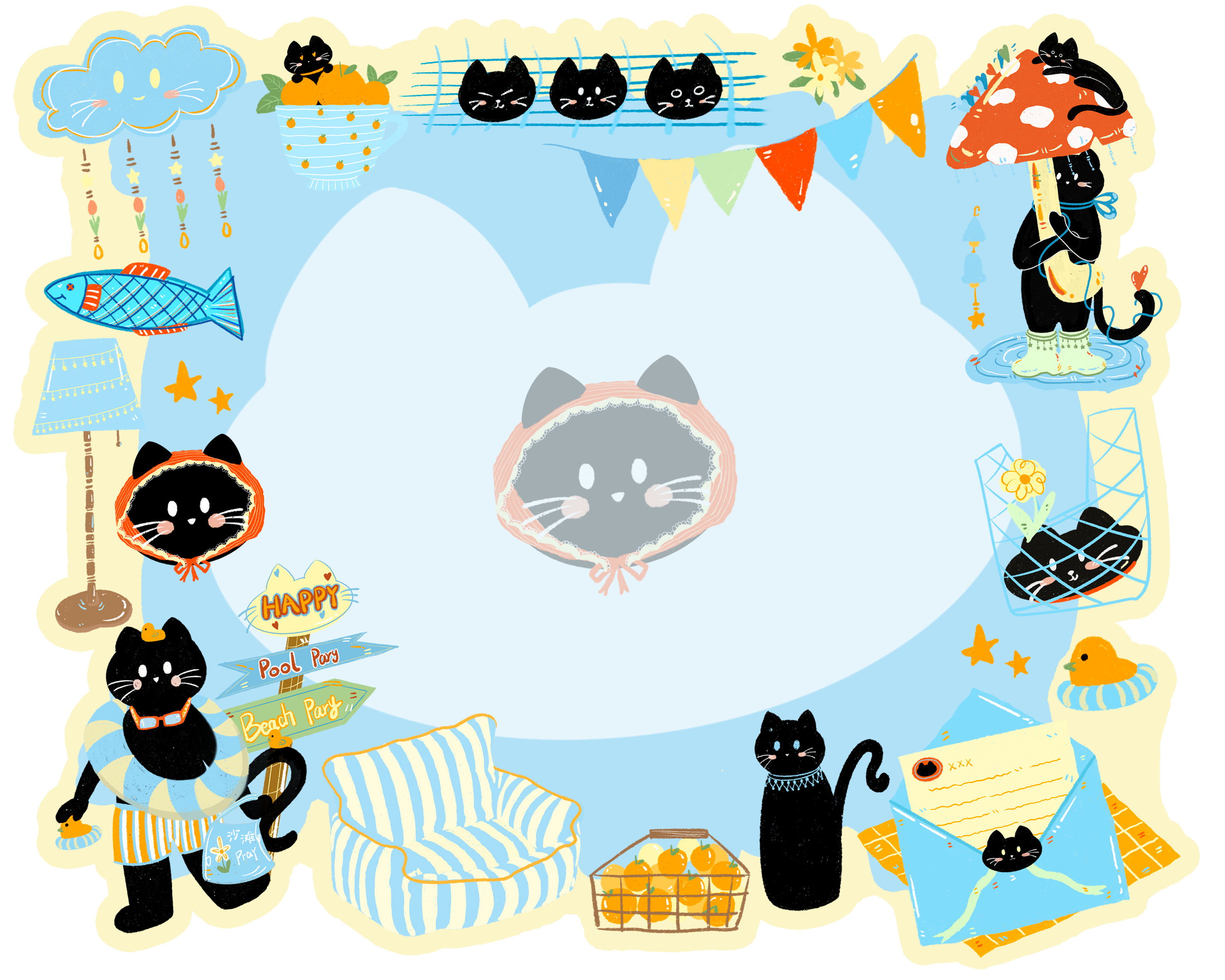 Wipe-Wink Lucky Black Cat Screen Cleaning Tape C | Illustration Licensed Version