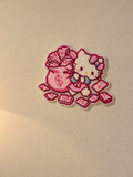 Pink tea party kitty handmade fuse bead wall art