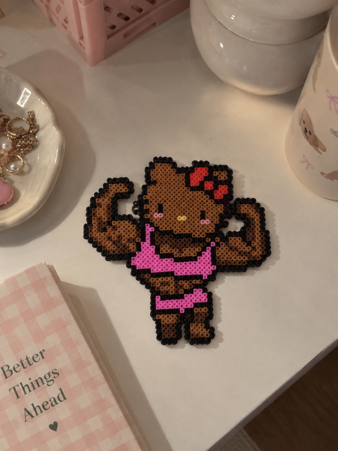 Strong kitty handmade fuse bead wall art